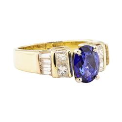 2.41 ctw Blue Sapphire And Diamond Ring - 14KT Yellow Gold