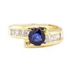 Image 2 : 1.67 ctw Blue Sapphire And Diamond Ring - 14KT Yellow Gold