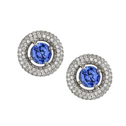 18k White Gold 3.50CTW Diamond and Blue Sapphire Earrings, (VS1-VS2/G-H)