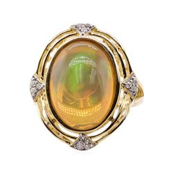 4.73 ctw Opal and Diamond Ring - 14KT Yellow Gold