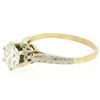 Image 5 : Etched 14k TT Gold .80 ctw European Cut Diamond Solitaire Engagement Ring