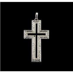 0.60 ctw Diamond and Onyx Cross Pendant - 18KT White Gold