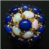 Image 4 : 14k Yellow Gold Opal & Lapis Flower Cluster Dome Cocktail Ring