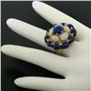 Image 5 : 14k Yellow Gold Opal & Lapis Flower Cluster Dome Cocktail Ring