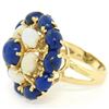 Image 9 : 14k Yellow Gold Opal & Lapis Flower Cluster Dome Cocktail Ring