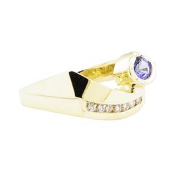 0.55 ctw Blue Sapphire and Diamond Ring - 14KT Yellow Gold