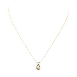 0.58 ctw Opal and Diamond Pendant with Chain - 14KT Yellow Gold