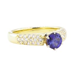 1.27 ctw Sapphire And Diamond Ring - 18KT Yellow Gold