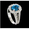 Image 4 : 2.81 ctw Blue Zircon and Diamond Ring - 14KT White Gold