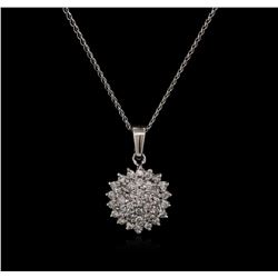 0.55 ctw Diamond Pendant With Chain - 14KT White Gold