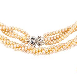 Freshwater Pearl Three-Strand Necklace - 18KT White Gold