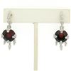 Image 1 : 14k White Gold 11.2 ctw Round Garnet Dangle Earrings w/ Brilliant Diamond Accent