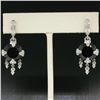 Image 2 : 14k White Gold 11.2 ctw Round Garnet Dangle Earrings w/ Brilliant Diamond Accent