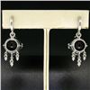 Image 3 : 14k White Gold 11.2 ctw Round Garnet Dangle Earrings w/ Brilliant Diamond Accent