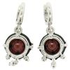Image 5 : 14k White Gold 11.2 ctw Round Garnet Dangle Earrings w/ Brilliant Diamond Accent