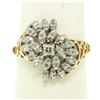 Image 1 : 14k Yellow Gold .50 ctw Round Brilliant Diamond Spiral Cluster Ring w/ Open Side