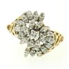 Image 4 : 14k Yellow Gold .50 ctw Round Brilliant Diamond Spiral Cluster Ring w/ Open Side