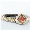 Image 4 : Rolex Ladies 2 Tone 14K Red Vignette String Diamond Lugs & Ruby Datejust Wriswat