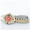 Image 5 : Rolex Ladies 2 Tone 14K Red Vignette String Diamond Lugs & Ruby Datejust Wriswat