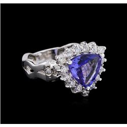 1.95 ctw Tanzanite and Diamond Ring - 14KT White Gold