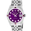 Image 2 : Rolex Mens Stainless Steel Diamond Lugs Purple Diamond & Ruby Datejust Wristwatc