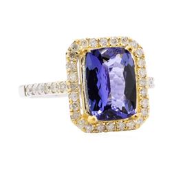 3.31 ctw Tanzanite and Diamond Ring - 14KT White Gold