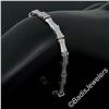 Image 5 : 14kt White Gold 1.20 ctw Round Diamond Cluster and Brushed Link Tennis Bracelet