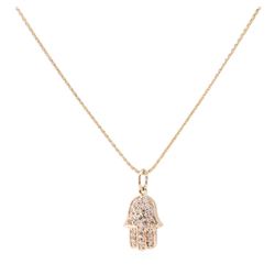 0.15 ctw Hamsa Pendant with Chain - 14KT Rose Gold