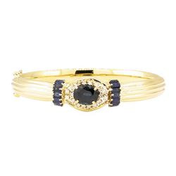 5.26 ctw Blue Sapphire Bangle Bracelet - 14KT Yellow Gold