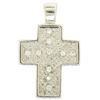 Image 1 : 14K White Gold Petite .20 ctw Round Pave Set Diamond Textured Cross Pendant 2.43