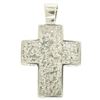 Image 4 : 14K White Gold Petite .20 ctw Round Pave Set Diamond Textured Cross Pendant 2.43