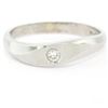 Image 3 : Men's Textured 14K White Gold Bead Set Round Diamond Solitaire Band Ring Sz 9.5