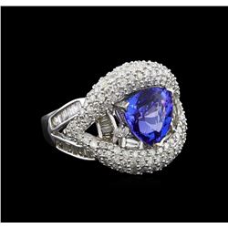 14KT White Gold 2.94 ctw Tanzanite and Diamond Ring