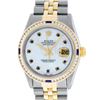 Image 1 : Rolex Mens 2 Tone 14K MOP Sapphire Diamond Channel Set Datejust Wristwatch