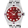 Image 1 : Rolex Womens Midsize 31mm Red Diamond Lugs & Ruby Datejust Wristwatch