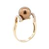 Image 4 : 0.30 ctw Diamond and Chocolate Pearl Ring - 14KT Rose Gold