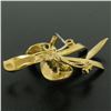 Image 6 : 18k Yellow Gold Multi Ribbon Sapphire and Pearl Elegant Pin Brooch