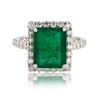 Image 1 : 4.06 ctw Emerald and 1.10 ctw Diamond 14K White Gold Ring