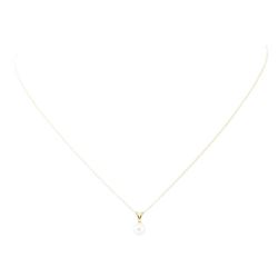 0.01 ctw Diamond and Pearl Pendant with Chain - 14KT Yellow Gold