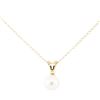 Image 2 : 0.01 ctw Diamond and Pearl Pendant with Chain - 14KT Yellow Gold