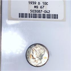 1939-D Mercury Silver Dime NGC - MS67