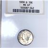 Image 1 : 1939-D Mercury Silver Dime NGC - MS67