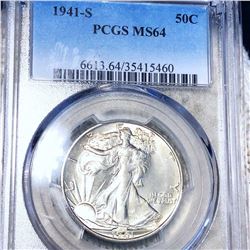 1941-S Walking Half Dollar PCGS - MS64