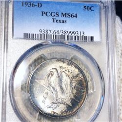 1936-D Texas Half Dollar PCGS - MS64