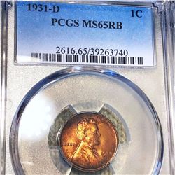 1931-D Lincoln Wheat Penny PCGS - MS 65 RB