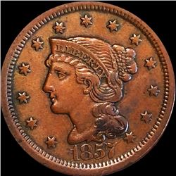1857 Braided Hair Large Cent ABOUT UNCIRCULATED
