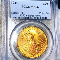 1924 $20 Gold Double Eagle PCGS - MS66