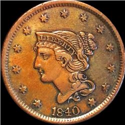 1840 Braided Hair Large Cent NEARLY UNCIRCULATED