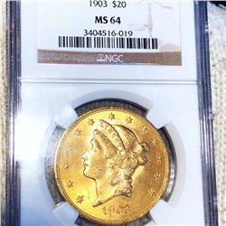 1903 $20 Gold Double Eagle NGC - MS64