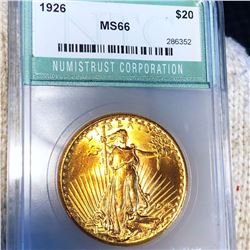 1926 $20 Gold Double Eagle NTC - MS66